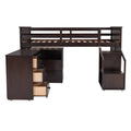 Loft Bed Low Study Twin Size Loft Bed With Storage Steps And Portable,Desk,Espresso Old Sku: Lt000101Aap Espresso Solid Wood