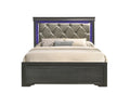 Brooklyn Queen 5 Pc Tufted Upholstery Led Bedroom Set Made With Wood In Gray Box Spring Required Queen Gray Wood 5 Piece Set Bedroom Bed Included,Chest Included,Dresser Included,Nightstand Included Modern Acacia Upholstered Polyester Tufted Wood