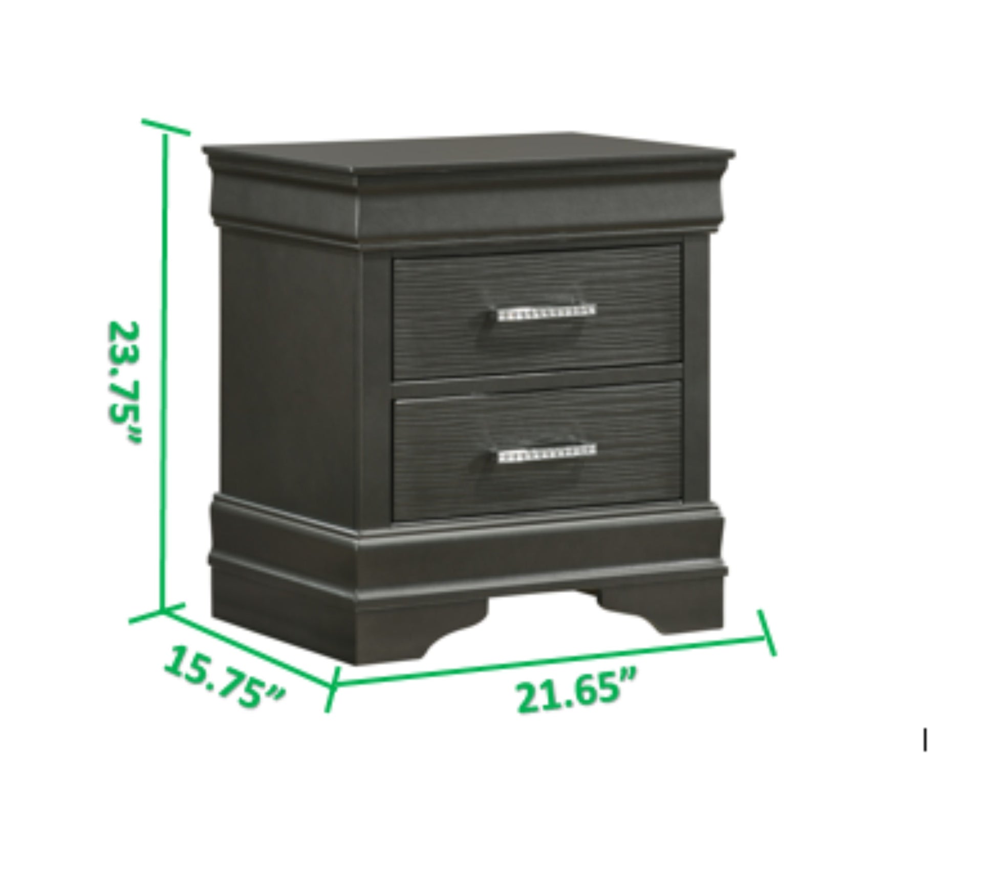 Brooklyn Modern Style Nightstand Made With Wood In Gray Gray 2 Drawers Bedroom Modern Acacia Drawers Upholstered Wood