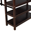 Twin Size Loft Bed With Storage Shelves And Under Bed Desk, Espresso Old Sku:Sm000245Aap 1 Espresso Pine