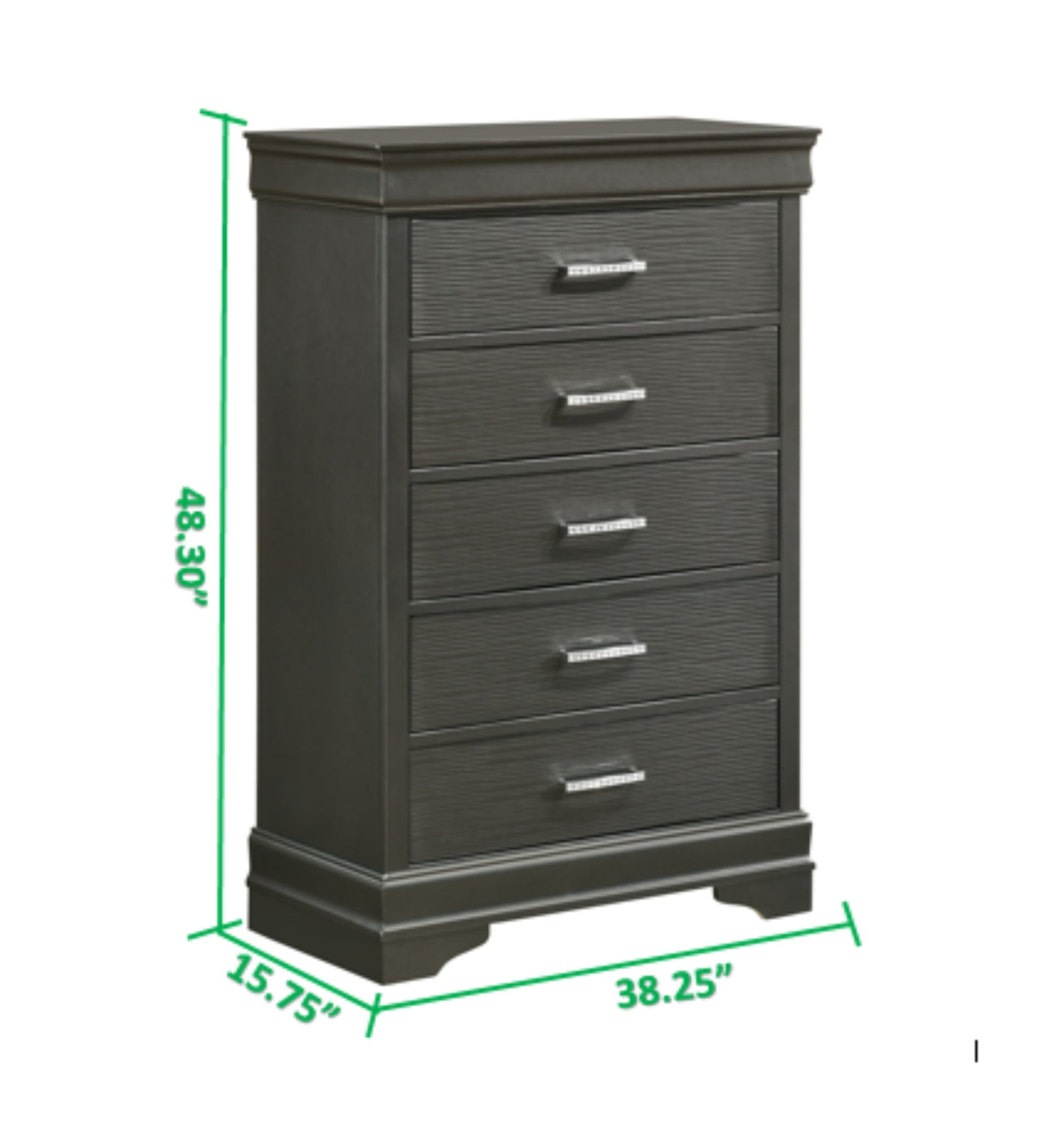 Modern Brooklyn 5 Drawers Chest Made With Wood In Gray Gray Bedroom Modern Acacia Upholstered Wood