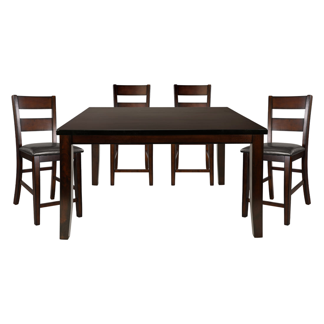 Cherry Finish Dining Set 5Pc Counter Height Table With Extension Leaf And 4X Wood Frame Counter Height Chairs Transitional Style Furniture Wood Wood Cherry Seats 4 Wood Dining Room Extendable Transitional 4 Leg Dining Table With Chair Solid Wood