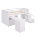 Loft Bed Low Study Twin Size Loft Bed With Storage Steps And Portable,Desk,White Old Sku: Lt000101Aak White Solid Wood