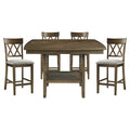 Contemporary 5pc Dining Set Counter Height Table and 4 wood-wood-light oak-seats 4-wood-dining