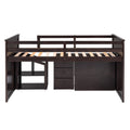 Loft Bed Low Study Twin Size Loft Bed With Storage Steps And Portable,Desk,Espresso Old Sku: Lt000101Aap Espresso Solid Wood