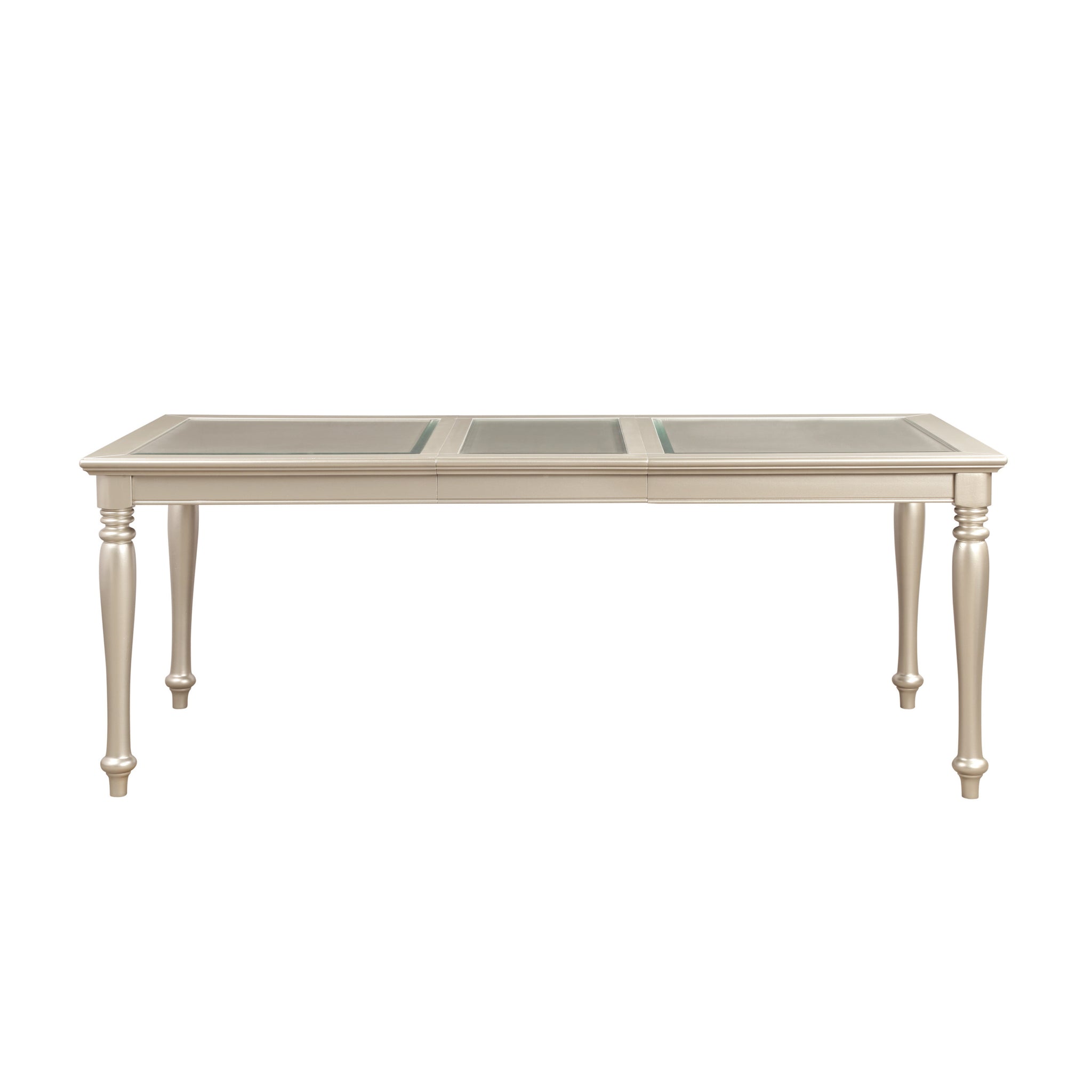 Traditional Design Silver Finish Dining Table 1pc silver-dining room-glam-modern-traditional-wood