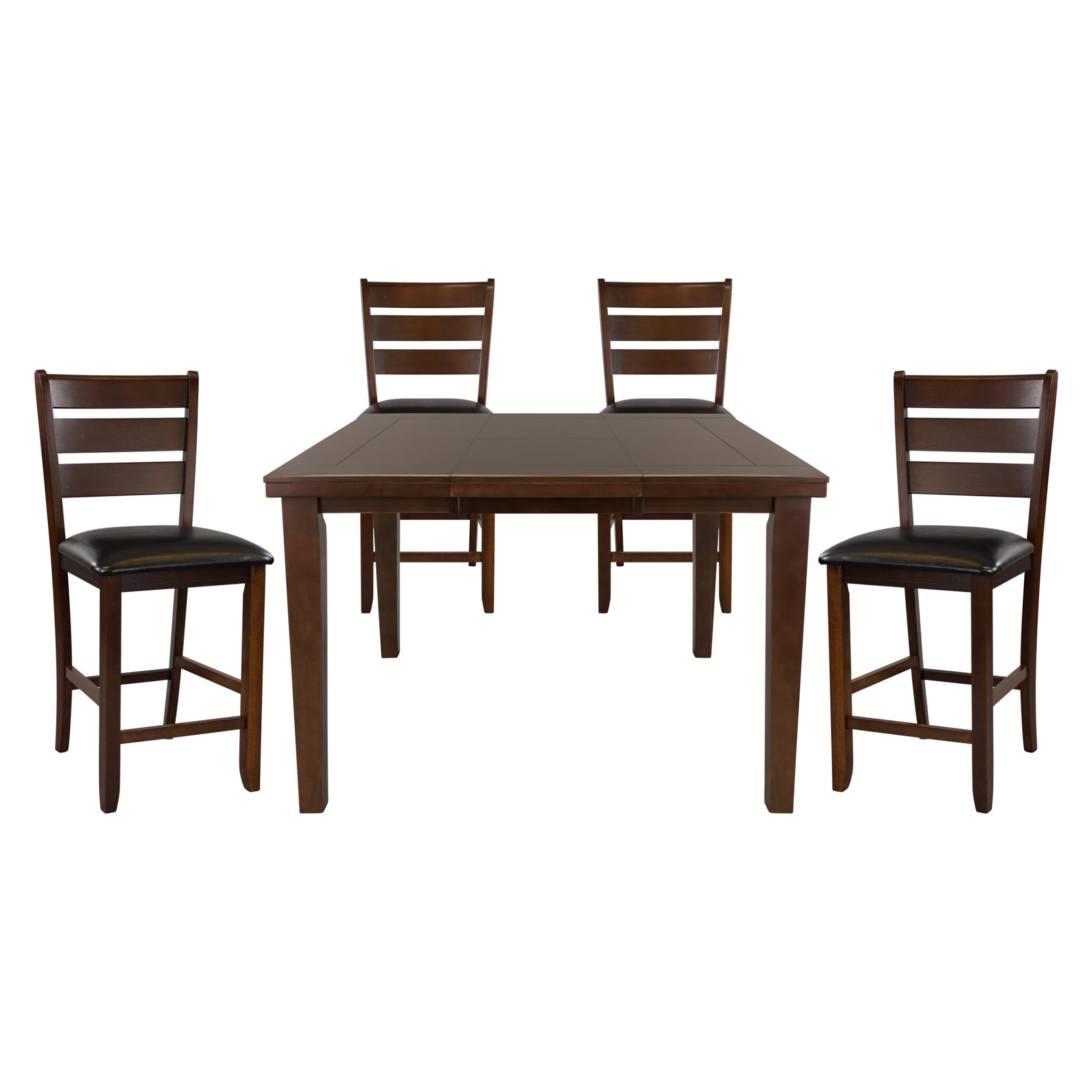 Contemporary Dining 5pc Set Counter Height Table w wood-wood-oak-ladder back-seats 4-wood-dining