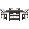 Transitional Style 1Pc Counter Height Table With Storage Drawers 2X Display Shelves Natural And Black Finish Dining Furniture Black Dining Room Transitional Wood