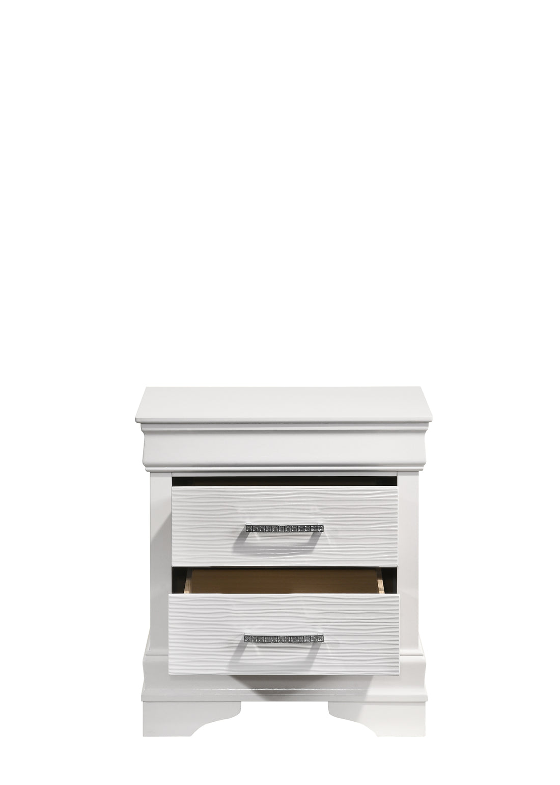 Brooklyn Modern Style 2 Drawer Nightstand Made With Wood In White White 2 Drawers Bedside Cabinet Bedroom Modern Acacia Drawers White Upholstered Wood