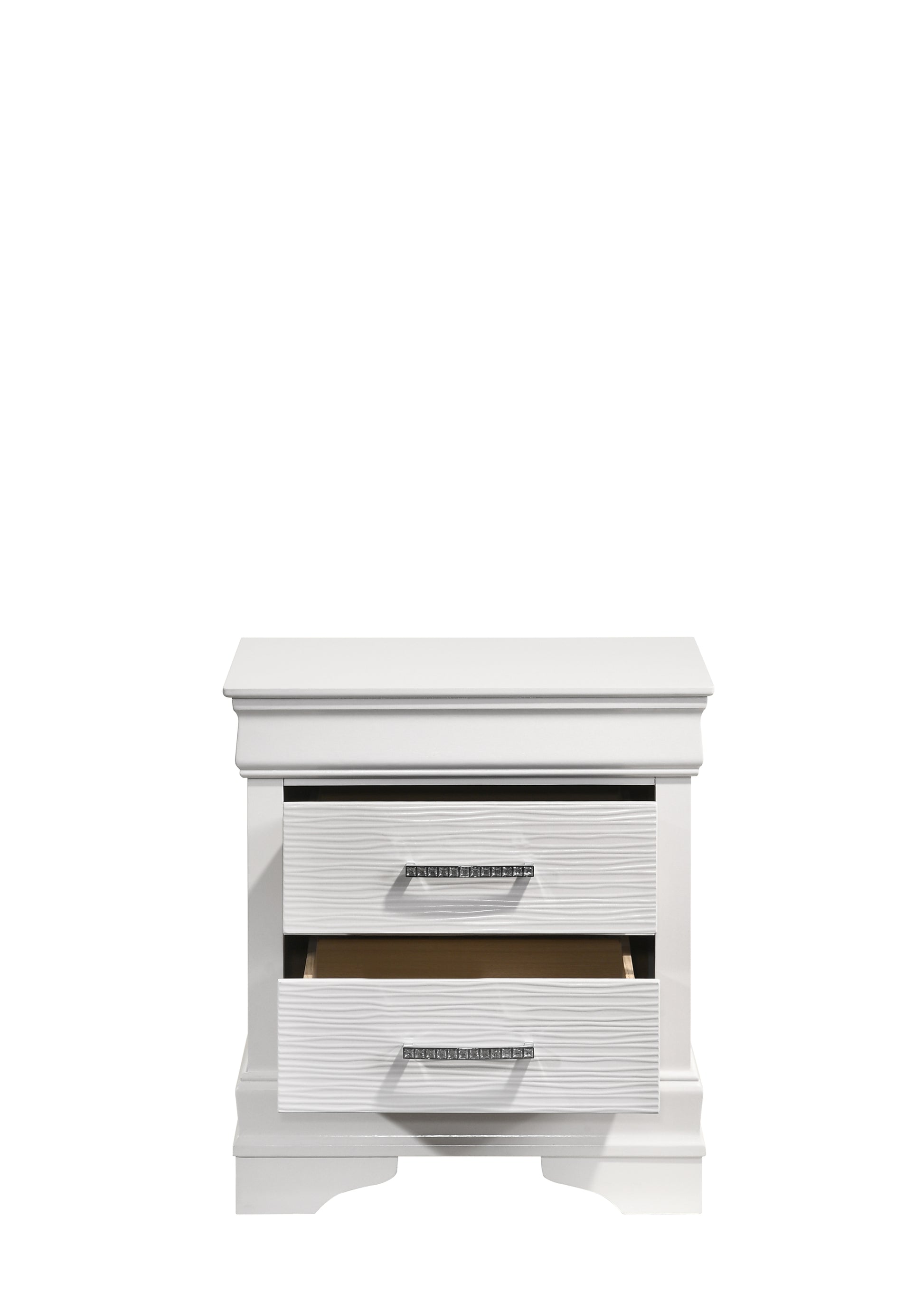 Brooklyn Modern Style 2 Drawer Nightstand Made With Wood In White White 2 Drawers Bedside Cabinet Bedroom Modern Acacia Drawers White Upholstered Wood