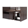 Loft Bed Low Study Twin Size Loft Bed With Storage Steps And Portable,Desk,Espresso Old Sku: Lt000101Aap Espresso Solid Wood