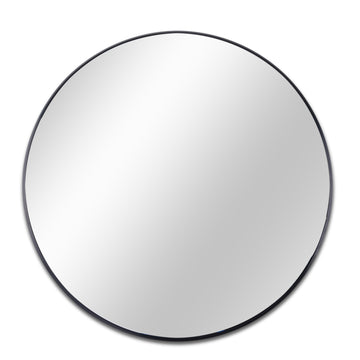 Black 36 In Metal Round Mirror Black Classic,Modern Mdf Glass Aluminium