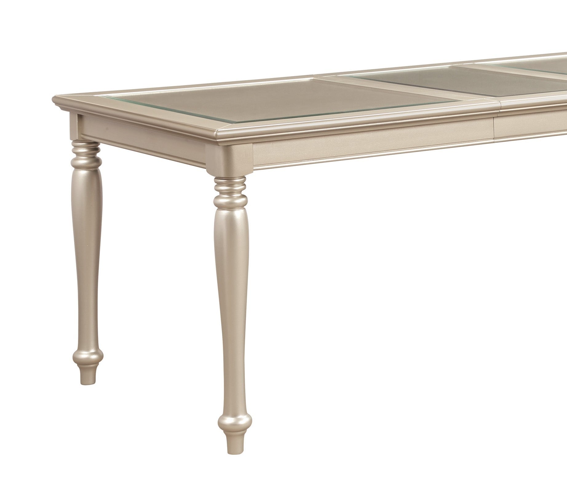 Traditional Design Silver Finish Dining Table 1pc silver-dining room-glam-modern-traditional-wood