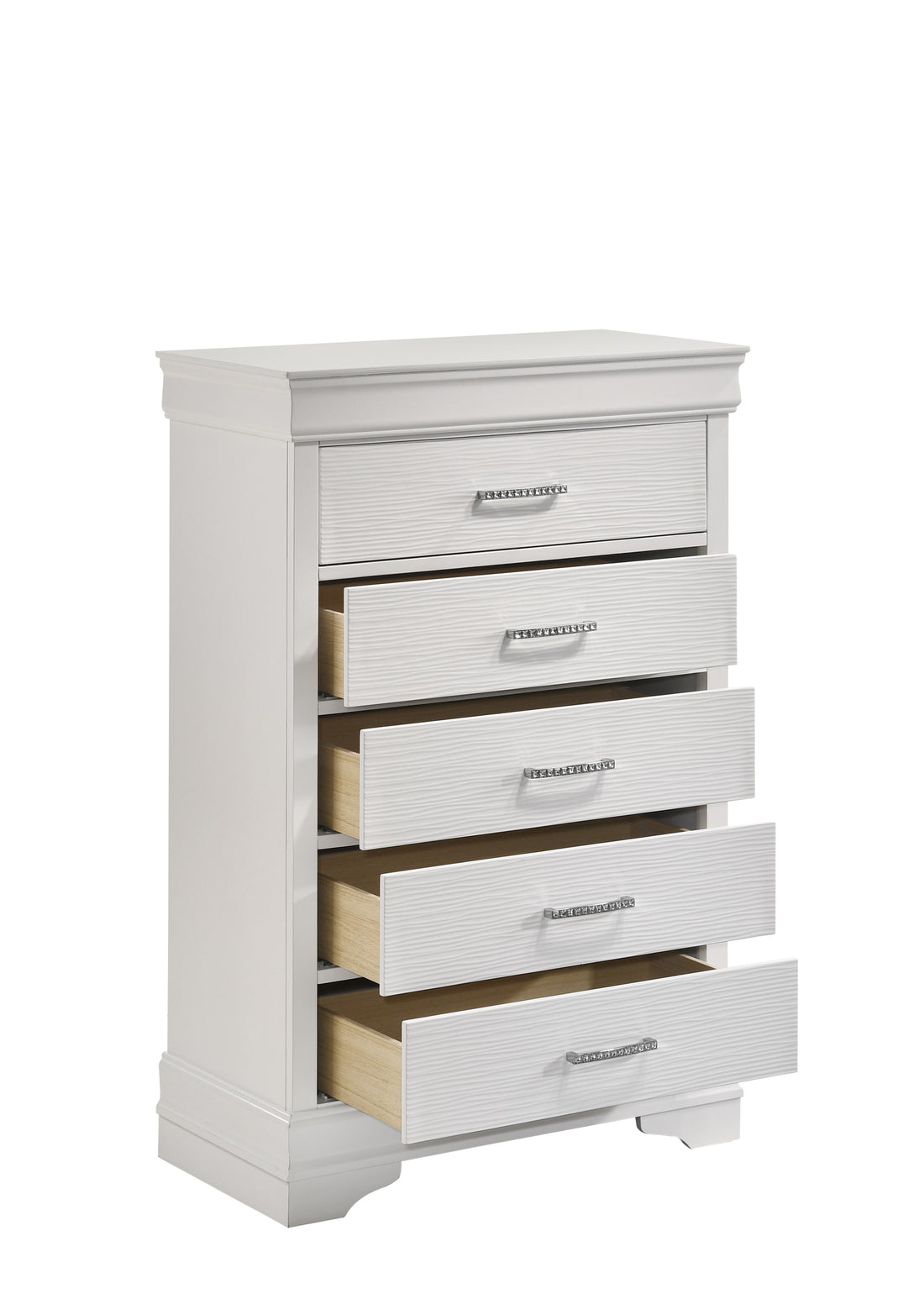 Modern Brooklyn 5 Drawers Chest Made With Wood In White White Bedroom Modern Acacia Upholstered Wood