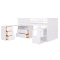 Loft Bed Low Study Twin Size Loft Bed With Storage Steps And Portable,Desk,White Old Sku: Lt000101Aak White Solid Wood