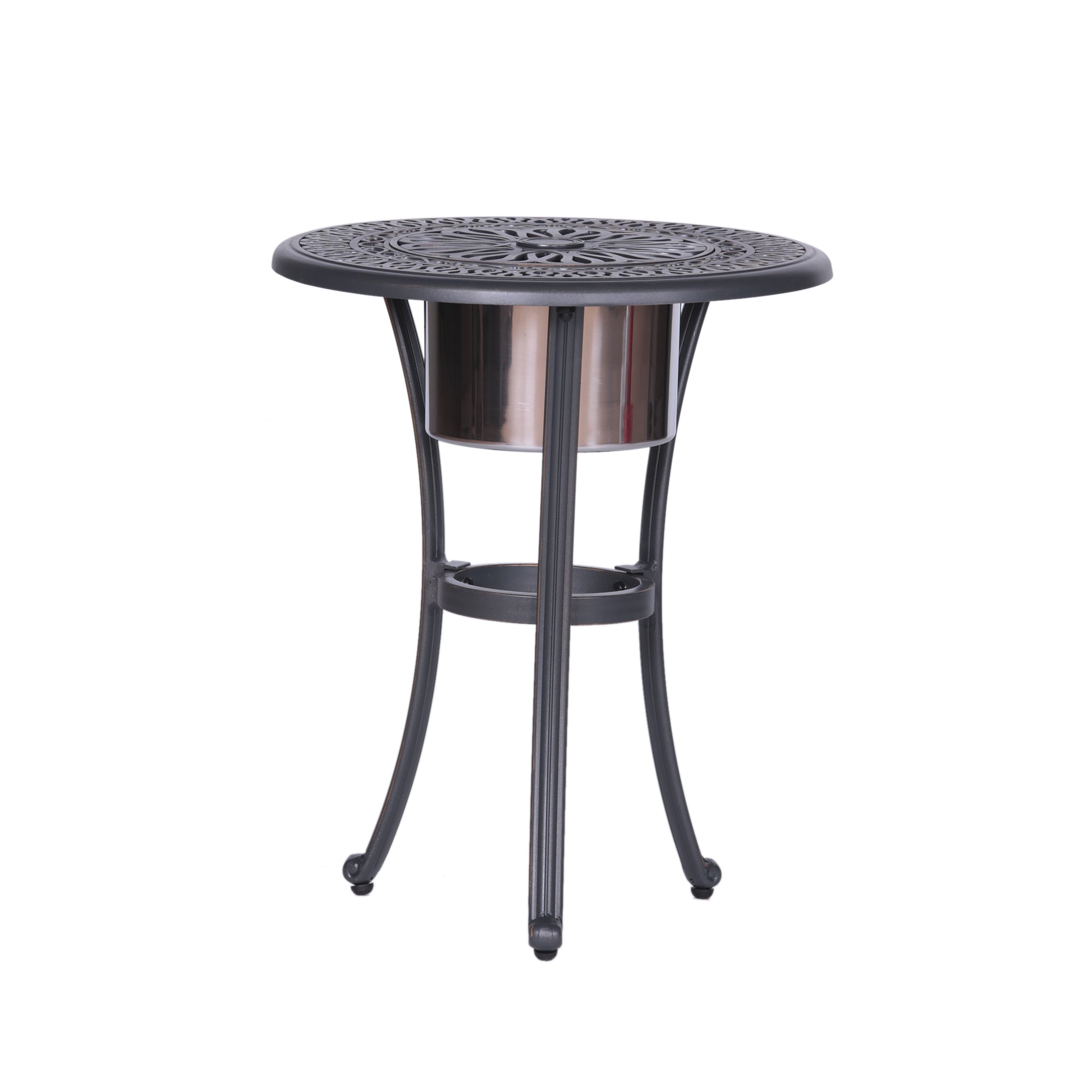 Outdoor Patio Aluminum Round Bistro Table Side