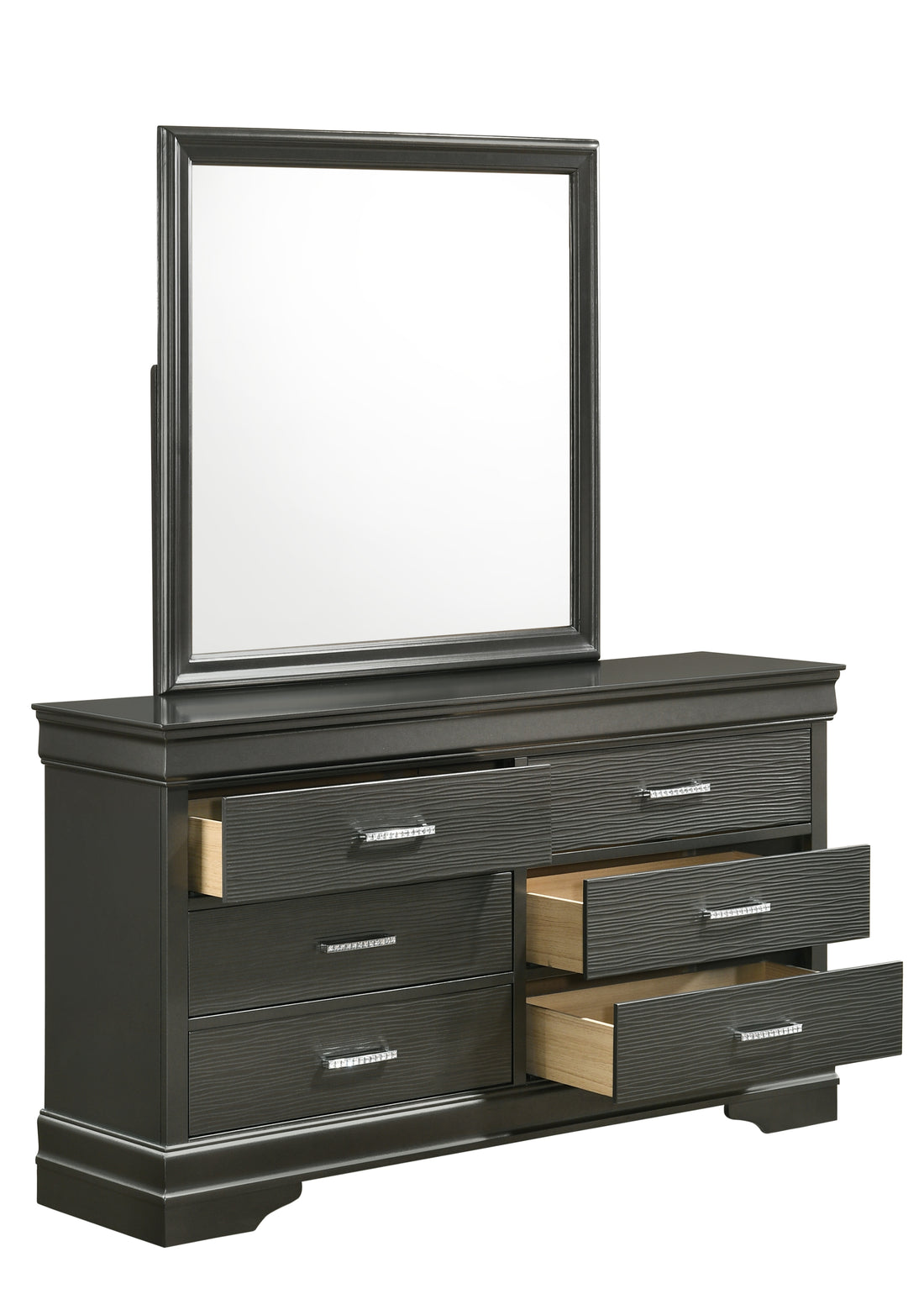 Modern Brooklyn 6 Drawer Dresser Made With Wood In Gray Gray Bedroom Modern Acacia Upholstered Wood