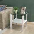 Glass Two Layer Tea Table, Small Round Table, Bedroom Corner Table, Living Room White Side Table White White Glass