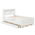 Twin Bed With Bookcase,Twin Trundle,Drawers,White Twin White Pine