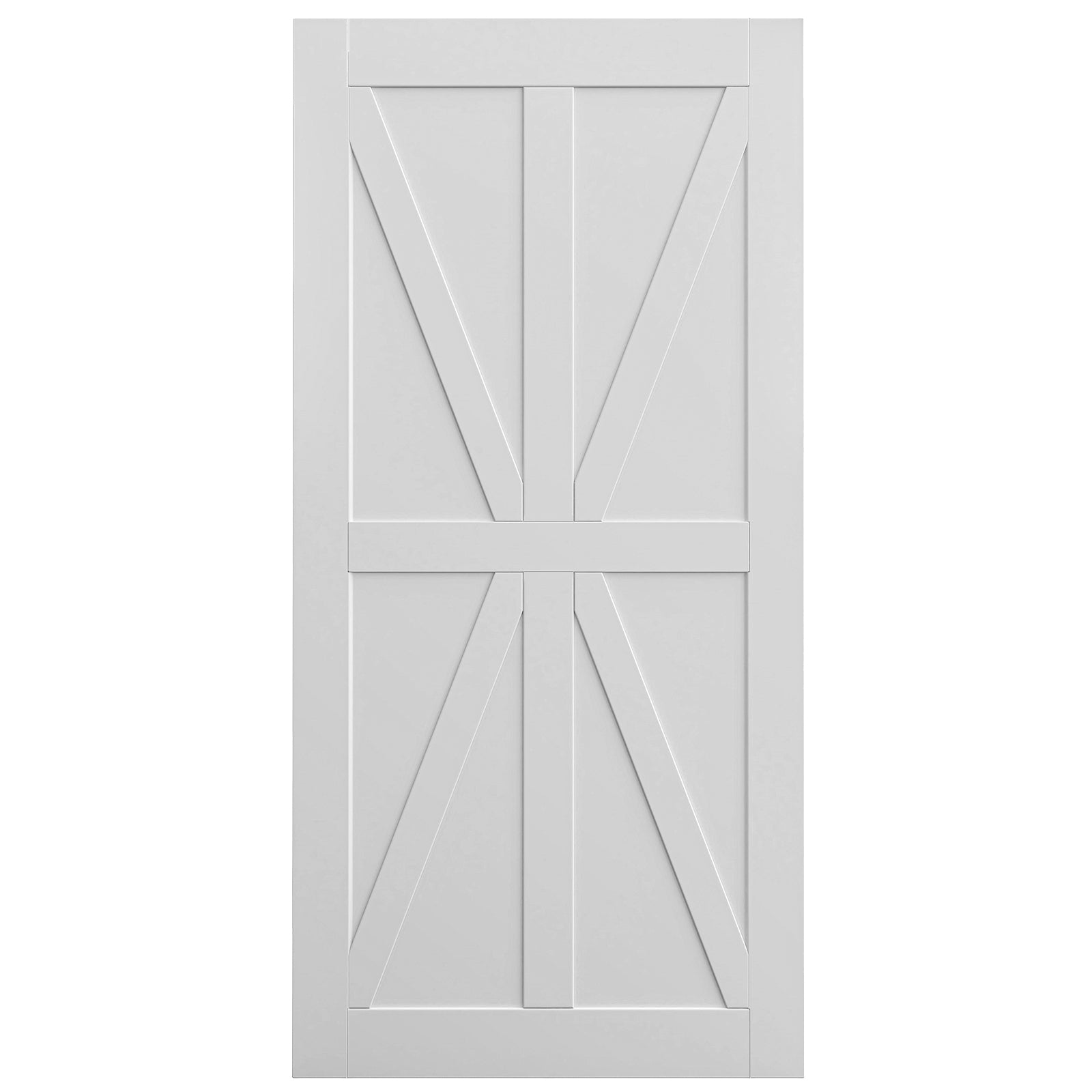 28" X 84" Star Style Real Primed Door Slab 6.6Ft Barn Door Sliding Hardware Adjustable Floor Guider Pull Handle, Diy Unfinished Paneled Door, Modern Interior Barn Door, Moisture Proof White Mdf