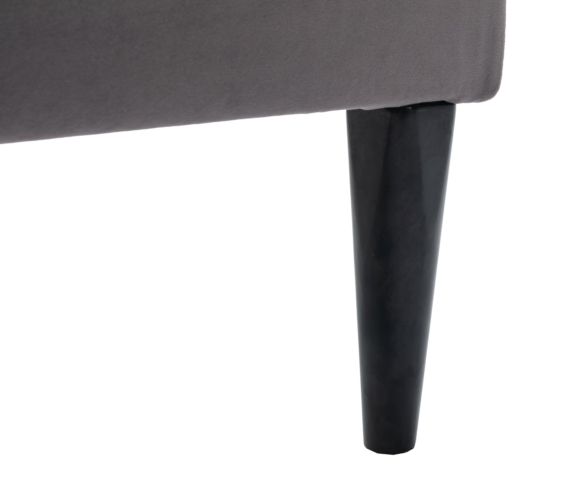 Modern Suede Velvet Curved Upholstered Bed, Trim Queen Dark Grey Polyester Fabric