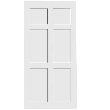 28" X 84" Six Panel Real Primed Door Slab, Diy Panel Door, Modern Interior Barn Door, Water Proof, Anti Deformation, Pre Drilled Ready To Assemble, Suitable For Pre Hung Door And Barn Door White Mdf