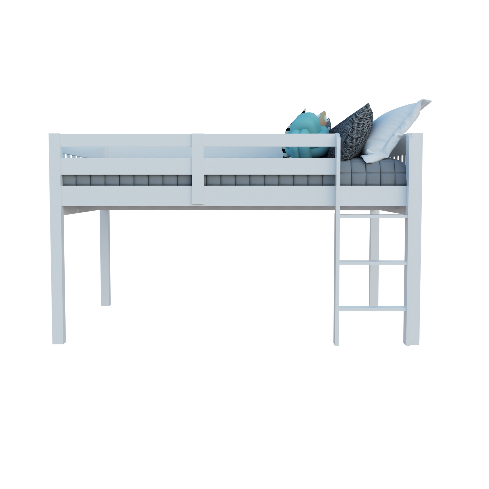 Elbruslow White Loft Bed With Storage, Space Saver Full Size Kids Loft Bed With Stairs For Toddlers Assembled In Sturdy Solid Wood, No Box Spring Needed. White Solid Wood