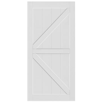 24" X 84" "K" Style Real Primed Door Slab, Diy Panel Door, Modern Interior Barn Door, Moisture Proof, Anti Deformation, Pre Drilled Ready To Assemble, Suitable For Pre Hung And Barn Door White Mdf