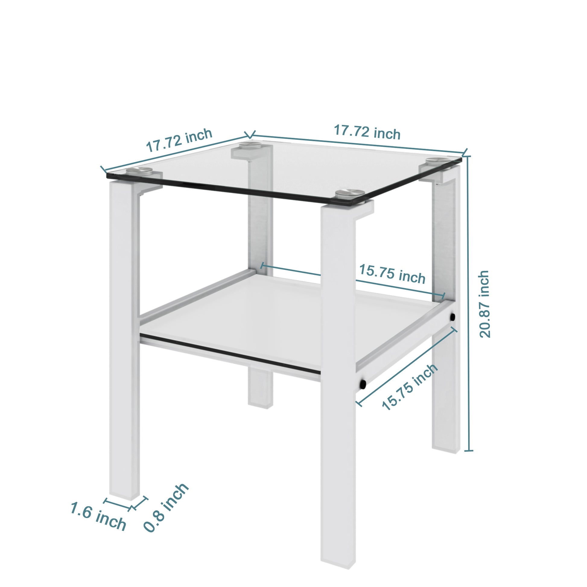 Set Of 2, Glass Two Layer Tea Table, Small Round Table, Bedroom Corner Table, Living Room Side Table,White White Tempered Glass