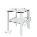 Glass Two Layer Tea Table, Small Round Table, Bedroom Corner Table, Living Room White Side Table White White Glass