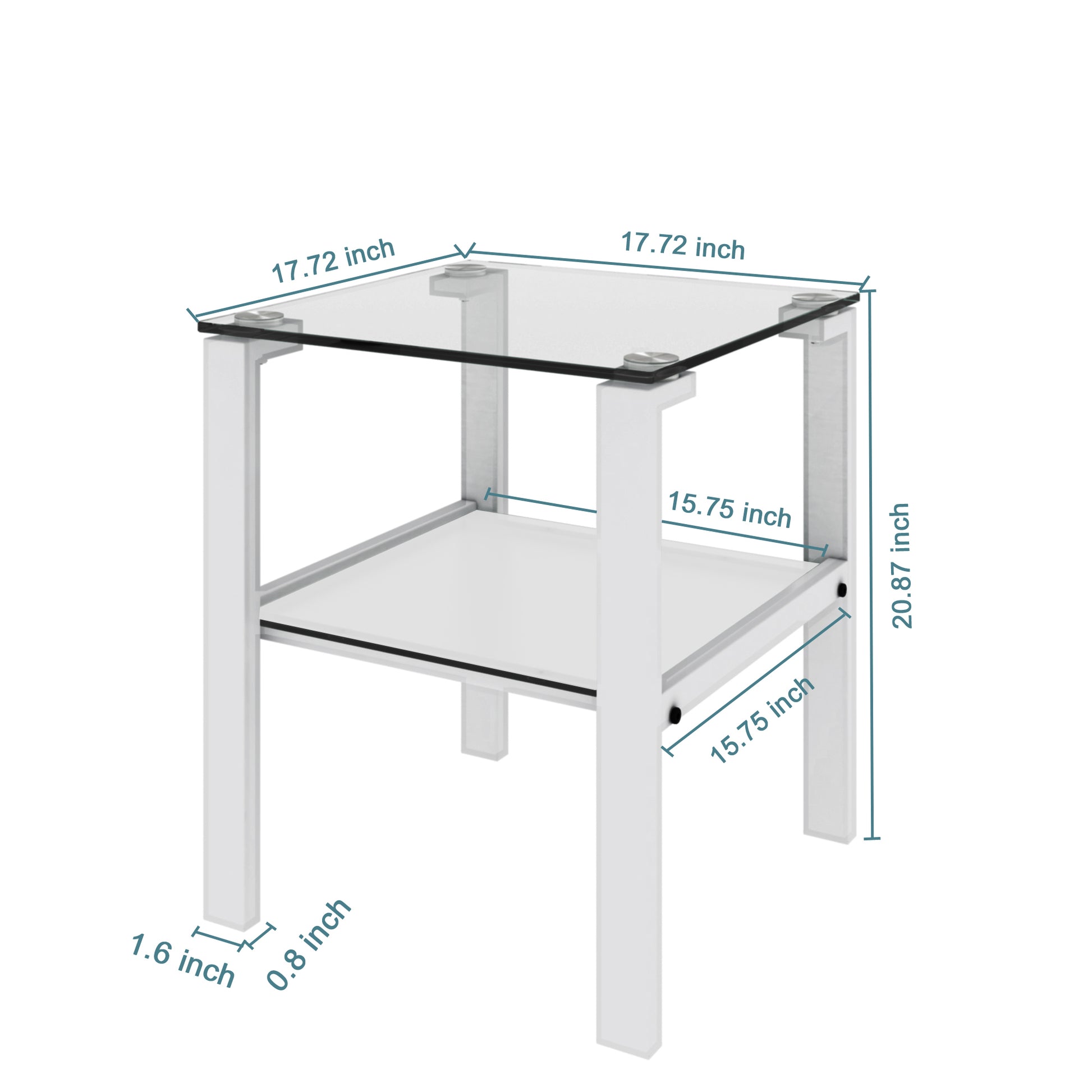Glass Two Layer Tea Table, Small Round Table, Bedroom Corner Table, Living Room White Side Table White White Glass