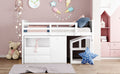 Loft Bed Low Study Twin Size Loft Bed With Storage Steps And Portable,Desk,White Old Sku: Lt000101Aak White Solid Wood