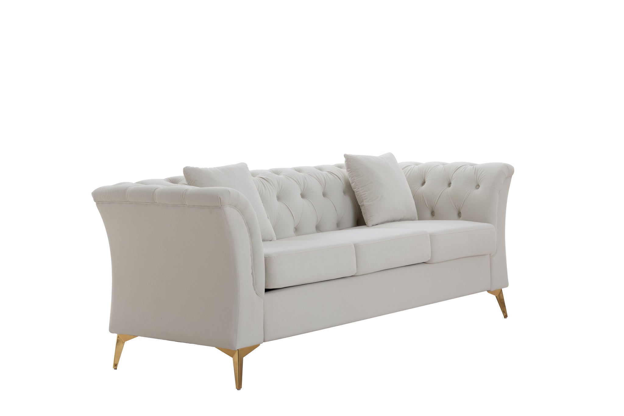 Modern Chesterfield Curved Sofa Tufted Velvet Couch 3 beige-fabric