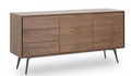 Modern Sideboardbuffet Cabinet, Storage Cabinet, Tv Stand Anti Topple Design, And Large Countertop Walnut Wood Stainless Steel