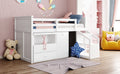 Loft Bed Low Study Twin Size Loft Bed With Storage Steps And Portable,Desk,White Old Sku: Lt000101Aak White Solid Wood