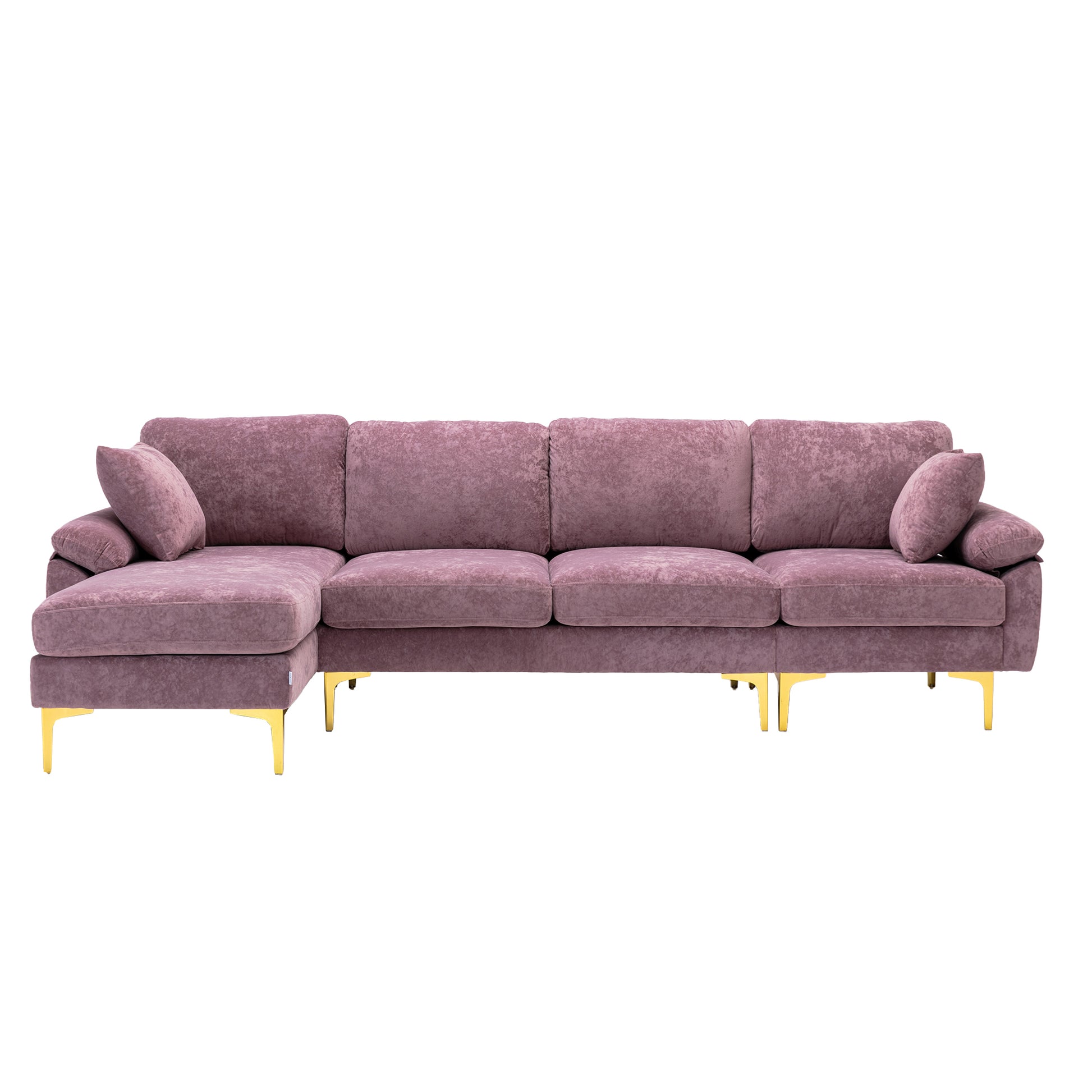 Coolmore U Shape Sectional Sofa With Ottomanreversible Sofa Couch For Living Room,Spacious Furniture,Durable Couch Removable And Machine Washable Cover Purple Velvet Purple Primary Living Space Foam Velvet 4 Seat