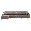 Coolmore U Shape Sectional Sofa With Ottomanreversible Sofa Couch For Living Room,Spacious Furniture,Durable Couch Removable And Machine Washable Cover Grey Velvet Grey Primary Living Space Foam Velvet 4 Seat