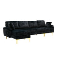 Coolmore U Shape Sectional Sofa With Ottomanreversible Sofa Couch For Living Room,Spacious Furniture,Durable Couch Removable And Machine Washable Cover Black Velvet Black Primary Living Space Foam Velvet 4 Seat