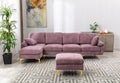 Coolmore U Shape Sectional Sofa With Ottomanreversible Sofa Couch For Living Room,Spacious Furniture,Durable Couch Removable And Machine Washable Cover Purple Velvet Purple Primary Living Space Foam Velvet 4 Seat