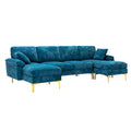 Coolmore U Shape Sectional Sofa With Ottomanreversible Sofa Couch For Living Room,Spacious Furniture,Durable Couch Removable And Machine Washable Cover Light Blue Velvet Light Blue Primary Living Space Foam Velvet 4 Seat