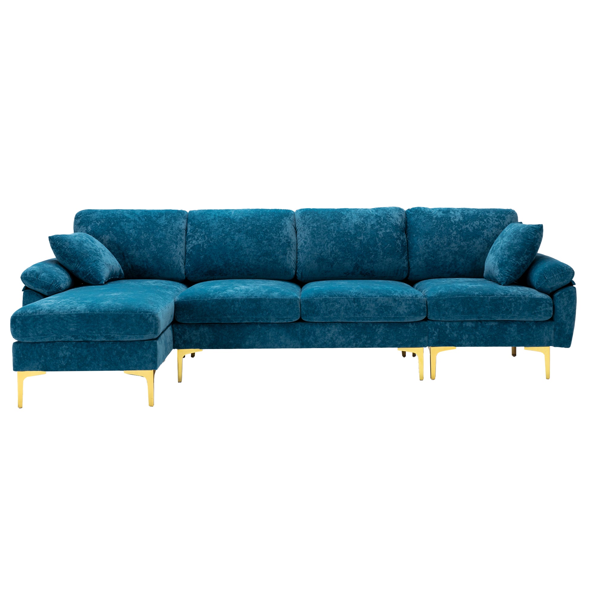 Coolmore U Shape Sectional Sofa With Ottomanreversible Sofa Couch For Living Room,Spacious Furniture,Durable Couch Removable And Machine Washable Cover Light Blue Velvet Light Blue Primary Living Space Foam Velvet 4 Seat