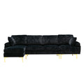Coolmore U Shape Sectional Sofa With Ottomanreversible Sofa Couch For Living Room,Spacious Furniture,Durable Couch Removable And Machine Washable Cover Black Velvet Black Primary Living Space Foam Velvet 4 Seat