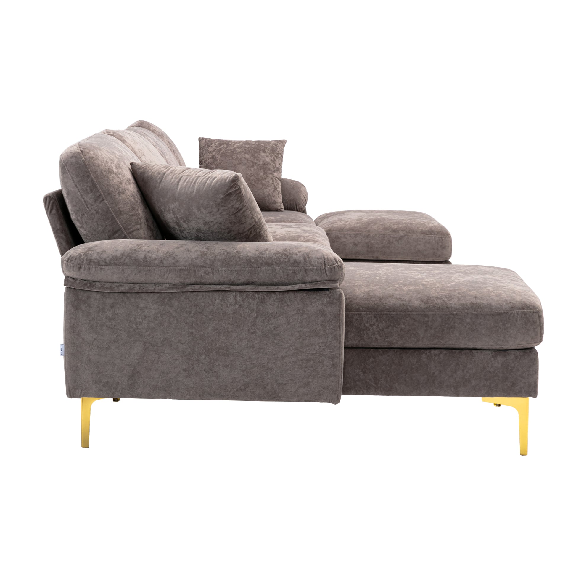 Coolmore U Shape Sectional Sofa With Ottomanreversible Sofa Couch For Living Room,Spacious Furniture,Durable Couch Removable And Machine Washable Cover Grey Velvet Grey Primary Living Space Foam Velvet 4 Seat