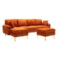 Coolmore U Shape Sectional Sofa With Ottomanreversible Sofa Couch For Living Room,Spacious Furniture,Durable Couch Removable And Machine Washable Cover Orange Velvet Orange Primary Living Space Foam Velvet 4 Seat