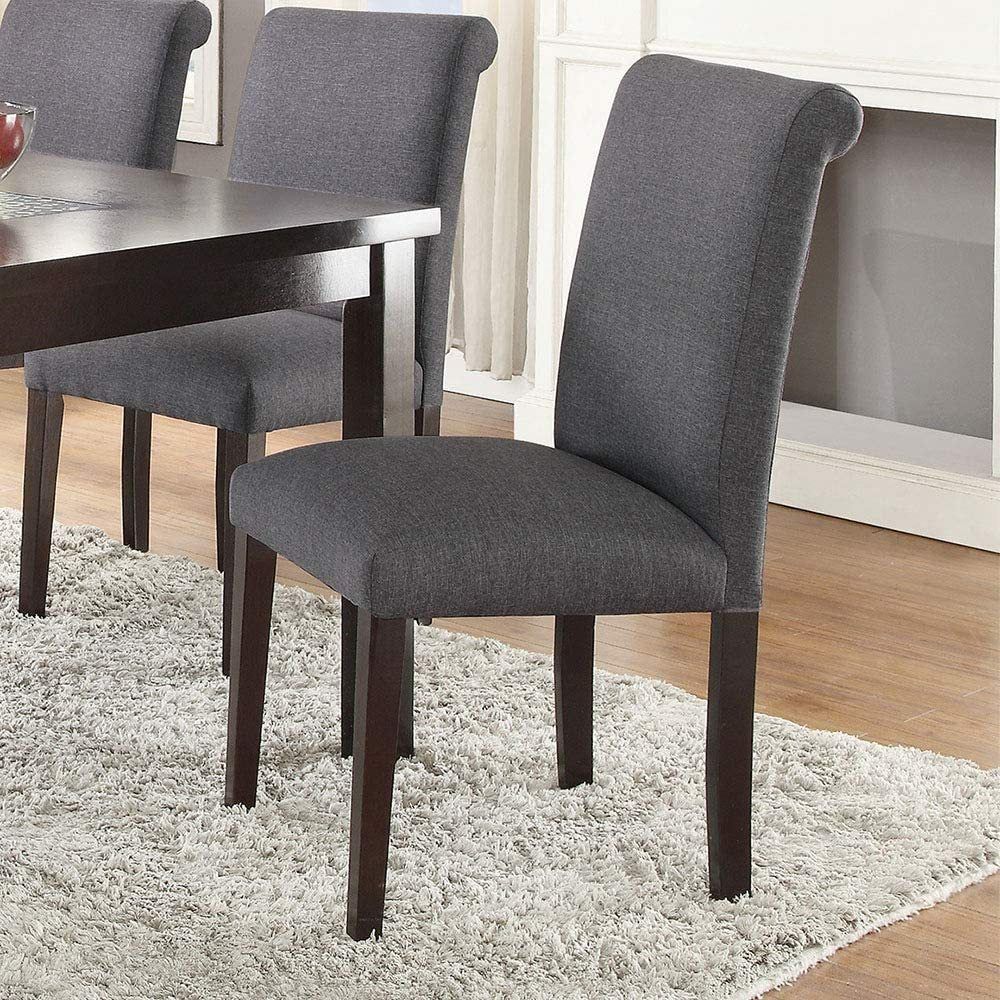 Contemporary Dining Table Blue Grey Polyfiber Upholstery 6X Side Chairs Cushion Seats 7Pc Dining Set Dining Room Furniture Upholstered Chair Wood Blue Grey Seats 6 Wood Dining Room 60 Inches Contemporary,Modern,Transitional Birch 4 Leg Rectangular Dining