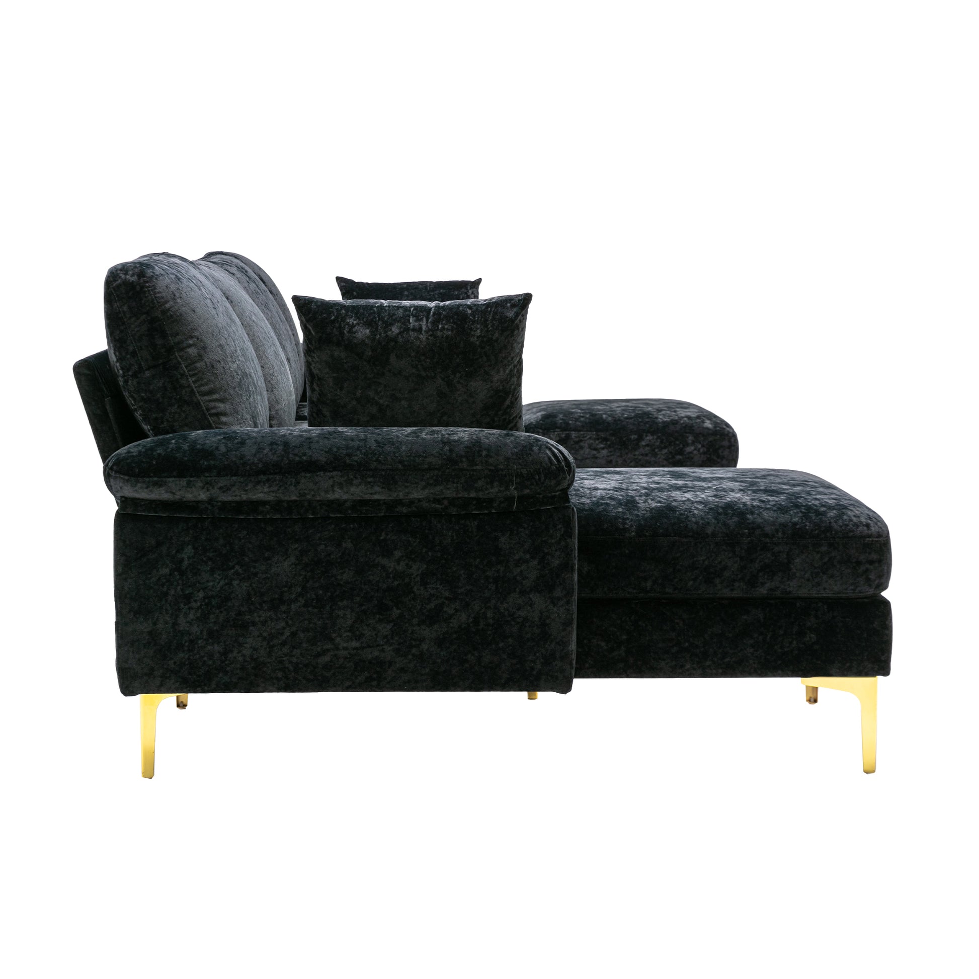Coolmore U Shape Sectional Sofa With Ottomanreversible Sofa Couch For Living Room,Spacious Furniture,Durable Couch Removable And Machine Washable Cover Black Velvet Black Primary Living Space Foam Velvet 4 Seat