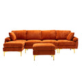 Coolmore U Shape Sectional Sofa With Ottomanreversible Sofa Couch For Living Room,Spacious Furniture,Durable Couch Removable And Machine Washable Cover Orange Velvet Orange Primary Living Space Foam Velvet 4 Seat
