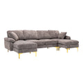 Coolmore U Shape Sectional Sofa With Ottomanreversible Sofa Couch For Living Room,Spacious Furniture,Durable Couch Removable And Machine Washable Cover Grey Velvet Grey Primary Living Space Foam Velvet 4 Seat