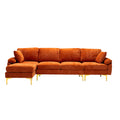 Coolmore U Shape Sectional Sofa With Ottomanreversible Sofa Couch For Living Room,Spacious Furniture,Durable Couch Removable And Machine Washable Cover Orange Velvet Orange Primary Living Space Foam Velvet 4 Seat