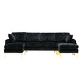 Coolmore U Shape Sectional Sofa With Ottomanreversible Sofa Couch For Living Room,Spacious Furniture,Durable Couch Removable And Machine Washable Cover Black Velvet Black Primary Living Space Foam Velvet 4 Seat